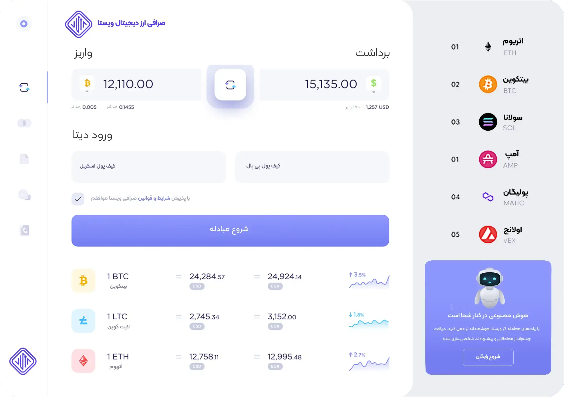 اسکریپت صرافی ارز دیجیتال