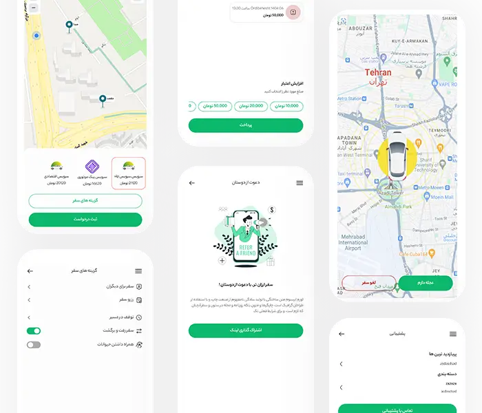 نمونه کار طراحی اپلیکیشن تاکسی ویستا