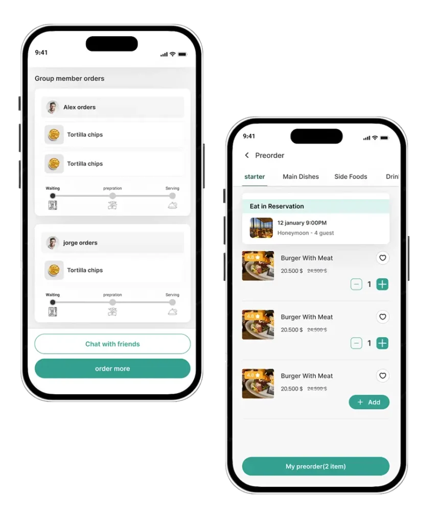 نمونه کار طراحی اپلیکیشن رستوران ویستا - ماژول منو و سفارش